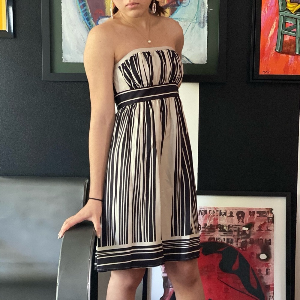 Anthropologie Corey Lynn Calter Strapless Black and Cream Dress